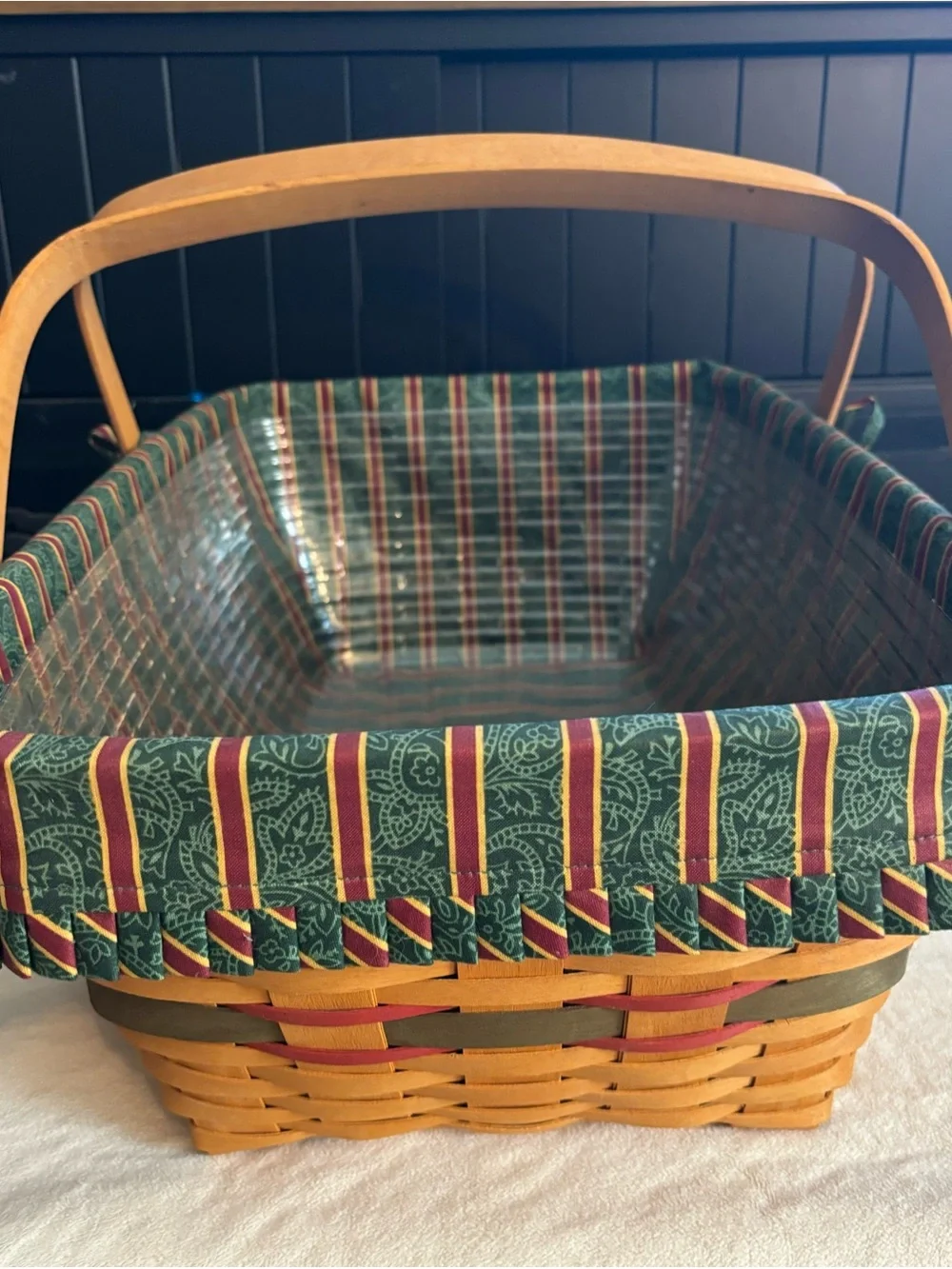 Longaberger 1996 Holiday Hostess Yuletide Treasures Imperial Stripes Basket